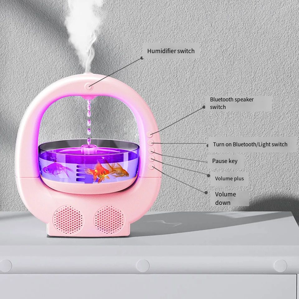 Anti Gravity Fish Aquarium Humidifier With Bluetooth Speaker Chargeable